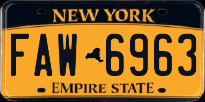 NY license plate FAW6963