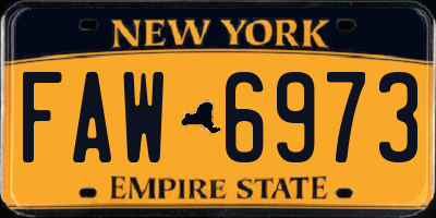 NY license plate FAW6973