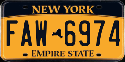 NY license plate FAW6974