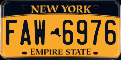 NY license plate FAW6976
