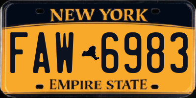 NY license plate FAW6983