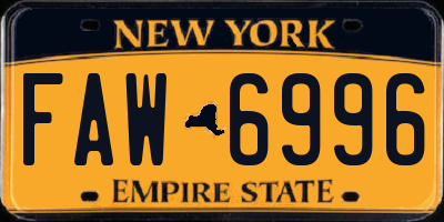 NY license plate FAW6996