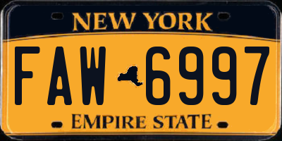 NY license plate FAW6997