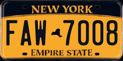 NY license plate FAW7008