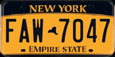 NY license plate FAW7047
