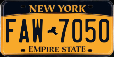 NY license plate FAW7050