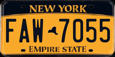 NY license plate FAW7055