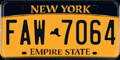 NY license plate FAW7064