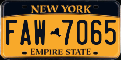 NY license plate FAW7065