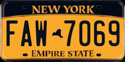 NY license plate FAW7069