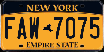 NY license plate FAW7075