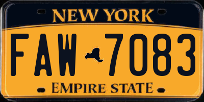 NY license plate FAW7083