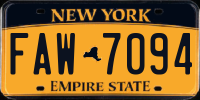 NY license plate FAW7094