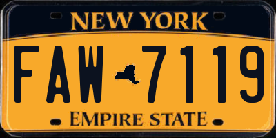 NY license plate FAW7119