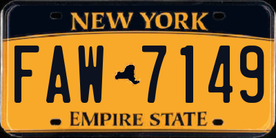NY license plate FAW7149