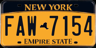 NY license plate FAW7154