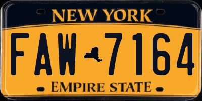 NY license plate FAW7164