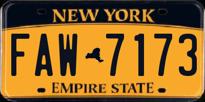 NY license plate FAW7173