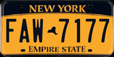 NY license plate FAW7177