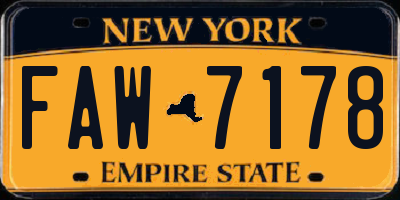 NY license plate FAW7178