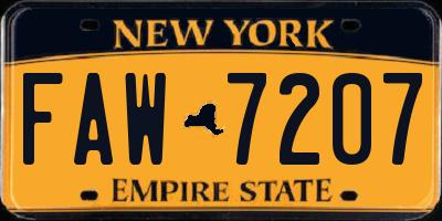 NY license plate FAW7207