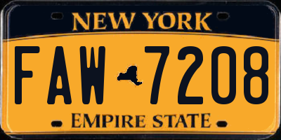 NY license plate FAW7208