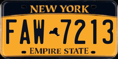 NY license plate FAW7213