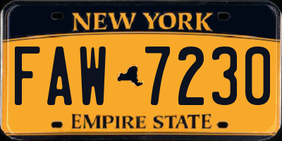 NY license plate FAW7230