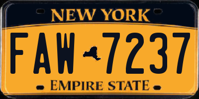 NY license plate FAW7237