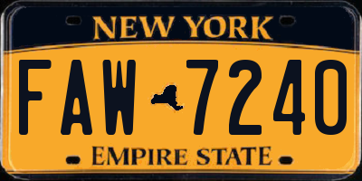 NY license plate FAW7240