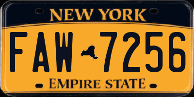 NY license plate FAW7256