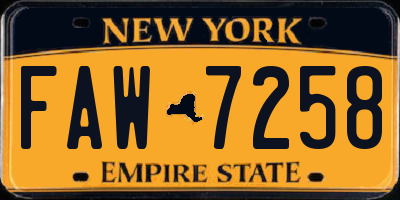 NY license plate FAW7258
