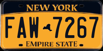 NY license plate FAW7267