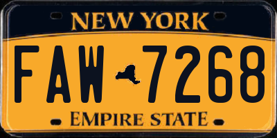 NY license plate FAW7268