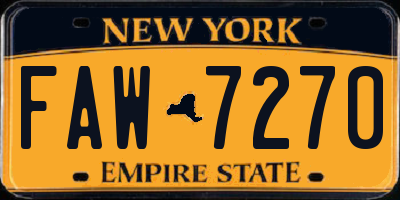 NY license plate FAW7270