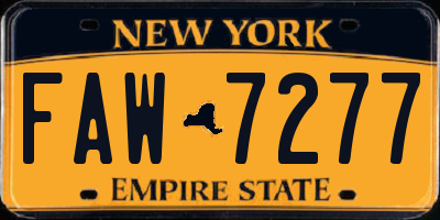 NY license plate FAW7277