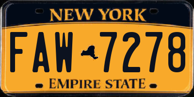 NY license plate FAW7278