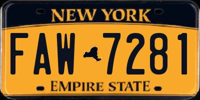 NY license plate FAW7281