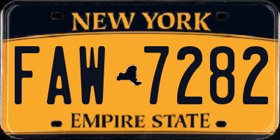 NY license plate FAW7282