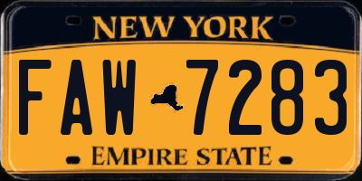 NY license plate FAW7283