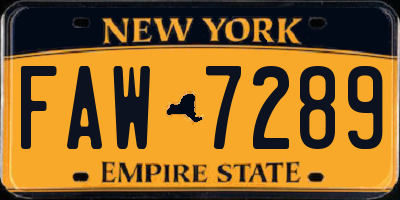 NY license plate FAW7289
