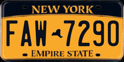 NY license plate FAW7290