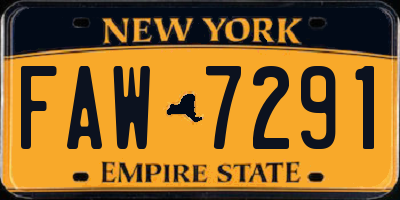NY license plate FAW7291