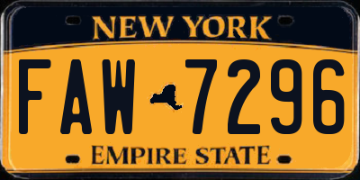 NY license plate FAW7296