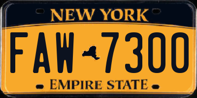 NY license plate FAW7300