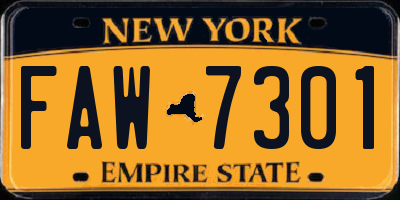 NY license plate FAW7301