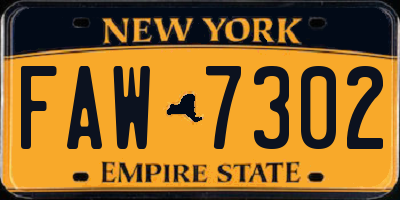 NY license plate FAW7302