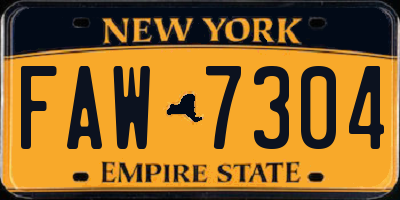 NY license plate FAW7304