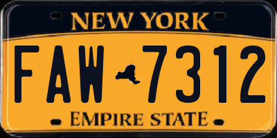 NY license plate FAW7312