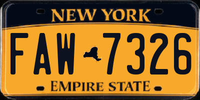 NY license plate FAW7326